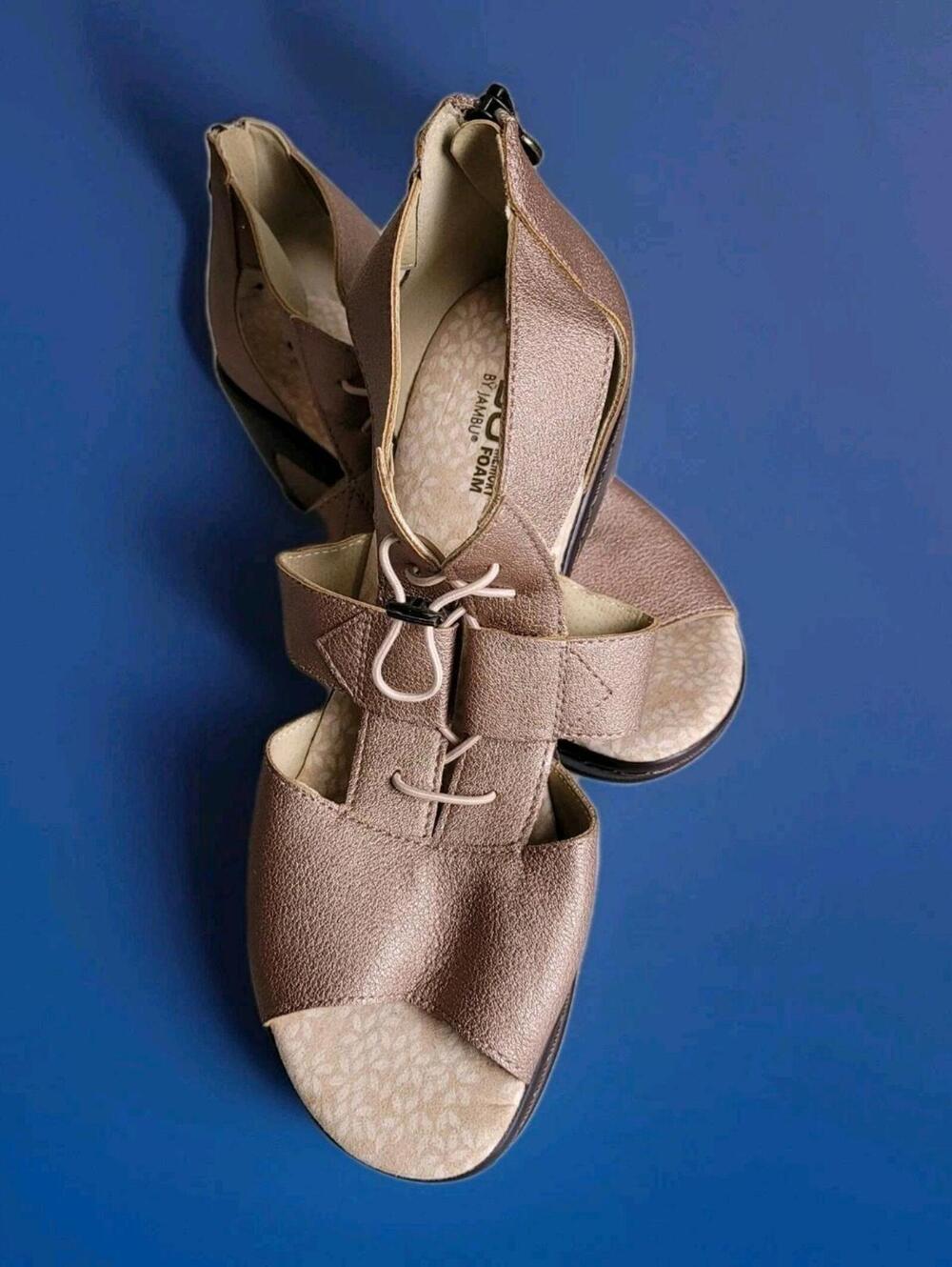 JBU by Jambu Women's Shoes Sz 10 Coco Memory Foam Sandals Wedge Heel Vegan Upper